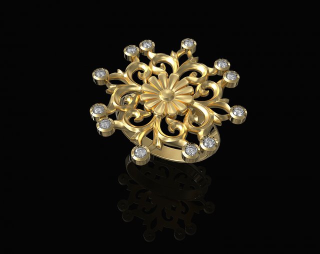 gothic floral ring 3D Baskı Modeli .c4d .max .obj .3ds .fbx .stl .blend 