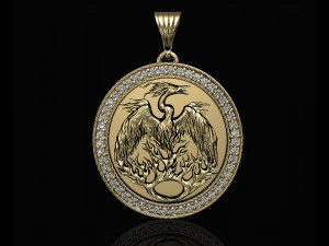 phoenix pendant with gems 3D Print Model