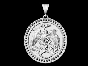 phoenix pendant with gems 3D Print Model