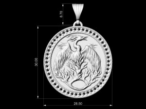 phoenix pendant with gems 3D Print Model