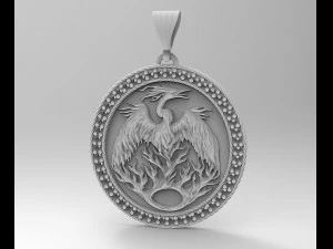 phoenix pendant with gems 3D Print Model