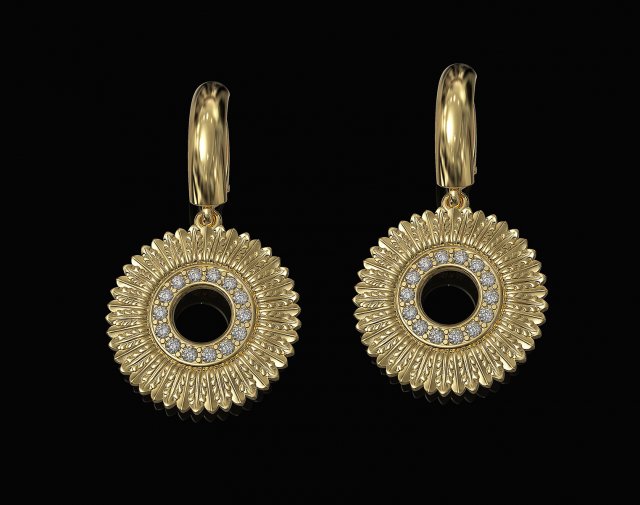 circle of feathers earrings 3D Print Model .c4d .max .obj .3ds .fbx .stl .blend