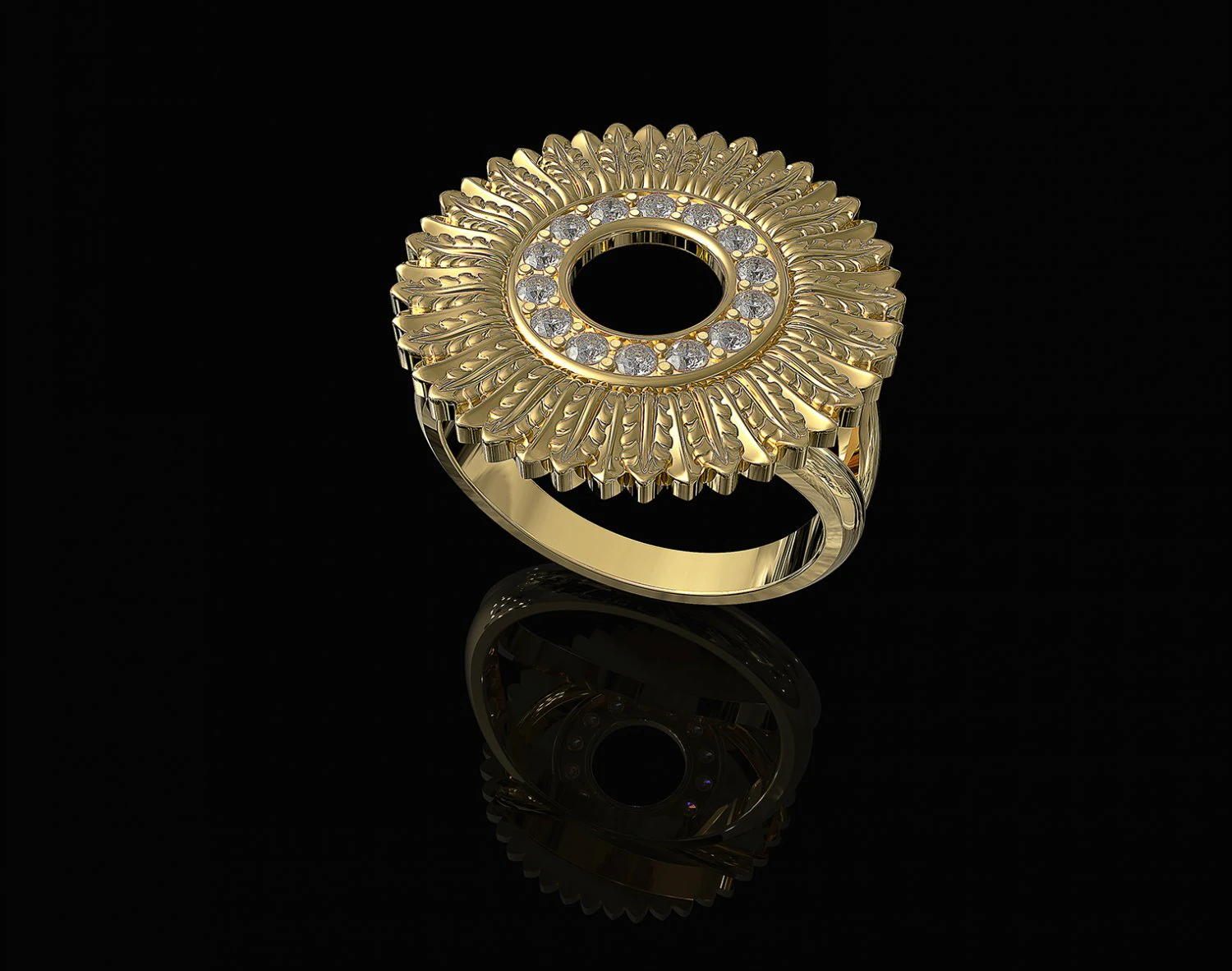 circle of feathers ring 3D Print Model .c4d .max .obj .3ds .fbx .stl .blend 