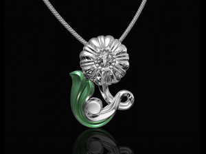 pretty rose with stalk-pendant Modello di stampa 3D