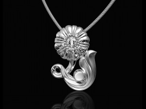 pretty rose with stalk-pendant Modello di stampa 3D