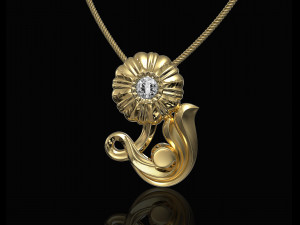 pretty rose with stalk-pendant Modello di stampa 3D