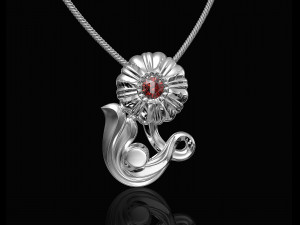 pretty rose with stalk-pendant Modello di stampa 3D
