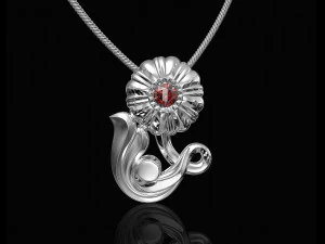 pretty rose with stalk-pendant 3D Print Model