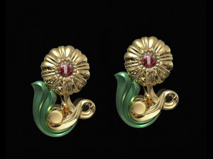 pretty rose with stalk-earrings 3D Принт Модель
