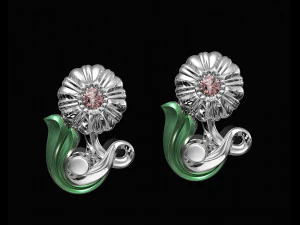 linda rosa com brincos de talo Modelo de Impressão 3D