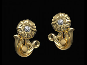 pretty rose with stalk-earrings 3D Принт Модель