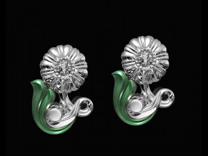 pretty rose with stalk-earrings 3D Принт Модель