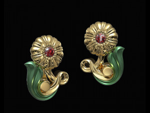 pretty rose with stalk-earrings 3D Принт Модель