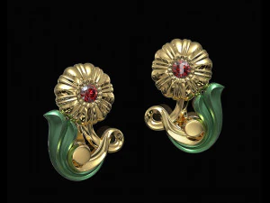 linda rosa com brincos de talo Modelo de Impressão 3D