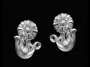pretty rose with stalk-earrings 3D Принт Модель