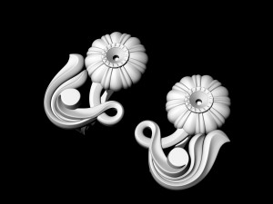 pretty rose with stalk-earrings 3D Принт Модель