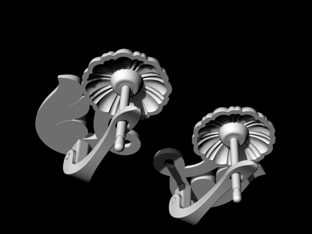Download pretty rose with stalk-earrings 3D Model