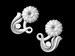 pretty rose with stalk-earrings 3D Принт Модель