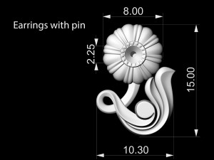 pretty rose with stalk-earrings 3D Принт Модель