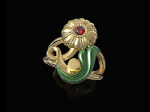 pretty rose with stalk-ring 3D Print Model