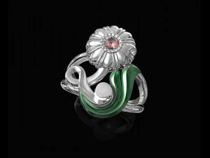 pretty rose with stalk-ring 3D Print Model