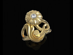 pretty rose with stalk-ring 3D प्रिंट मॉडल