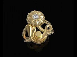 pretty rose with stalk-ring 3D Print Model