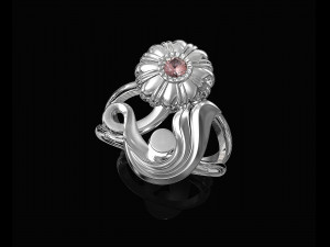 pretty rose with stalk-ring 3D प्रिंट मॉडल