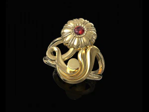 pretty rose with stalk-ring 3D Print Model