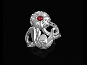 pretty rose with stalk-ring 3D प्रिंट मॉडल