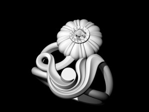 pretty rose with stalk-ring 3D प्रिंट मॉडल