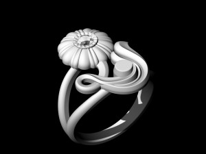 pretty rose with stalk-ring 3D प्रिंट मॉडल