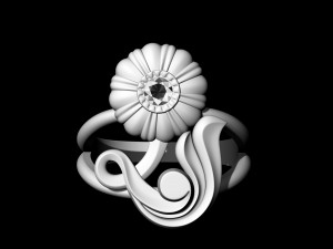 pretty rose with stalk-ring 3D प्रिंट मॉडल