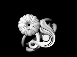 pretty rose with stalk-ring 3D प्रिंट मॉडल