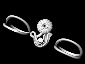 pretty rose with stalk-ring 3D प्रिंट मॉडल