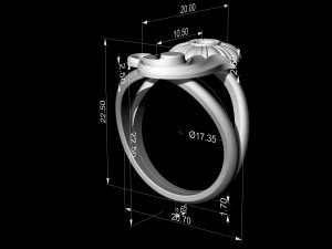 pretty rose with stalk-ring 3D प्रिंट मॉडल