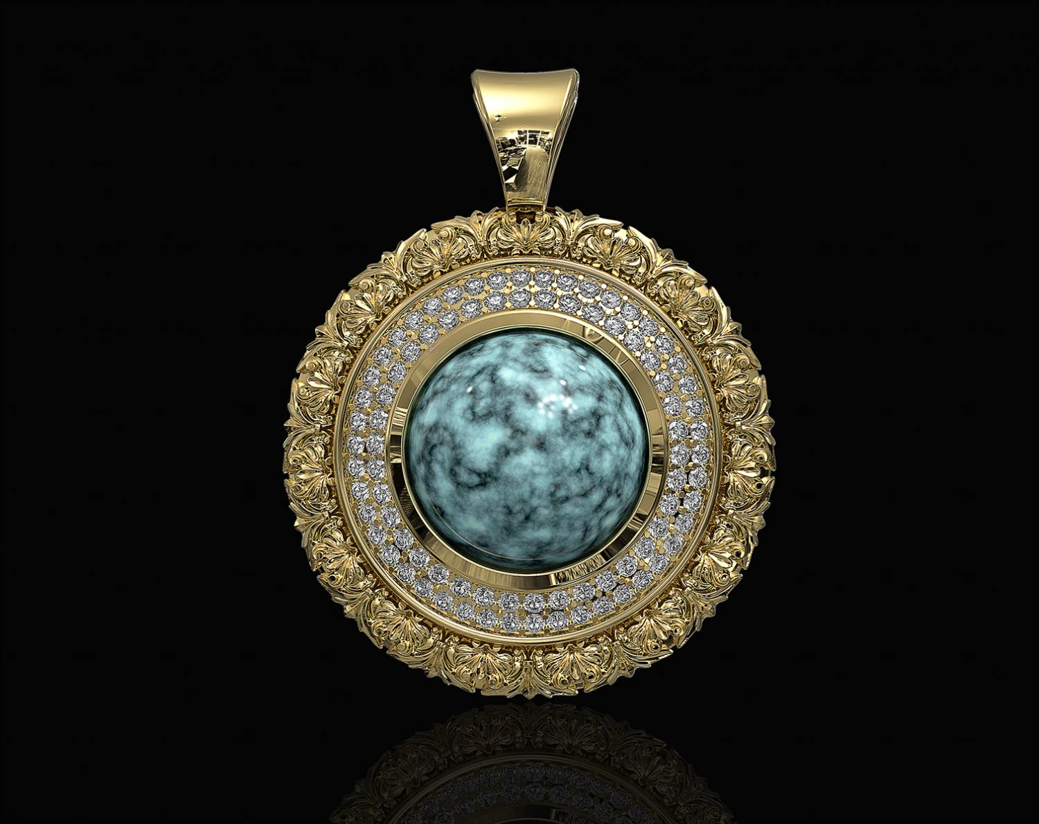 oriental cabochon pendant 3D Print Model .c4d .max .obj .3ds .fbx .stl .blend 