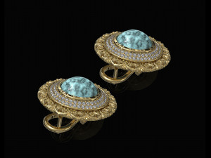 oriental cabochon earrings 3D Print Model