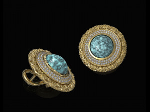 oriental cabochon earrings Modello di stampa 3D