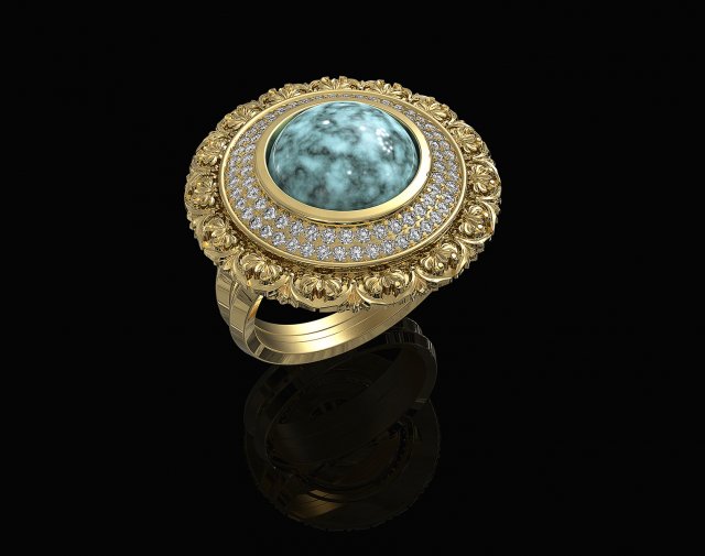 oriental cabochon ring 3D 打印模型 .c4d .max .obj .3ds .fbx .stl .blend 