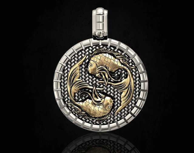 pisces zodiac - fishes - pendant 3D 프린트 모델 .c4d .max .obj .3ds .fbx .stl .blend 