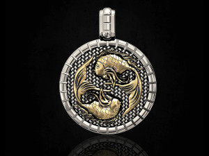 pisces zodiac - fishes - pendant Model do druku 3D