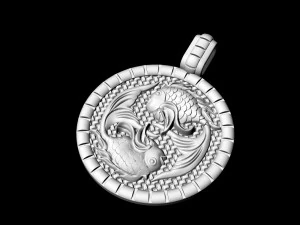 pisces zodiac - fishes - pendant 3D Print Model