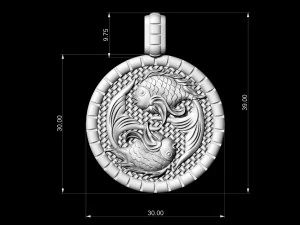 pisces zodiac - fishes - pendant 3D Print Model