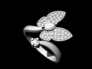 simple butterfly ring with diamond 3D Print Model