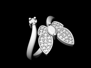 simple butterfly ring with diamond 3D Print Model