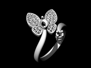 simple butterfly ring with diamond 3D Print Model