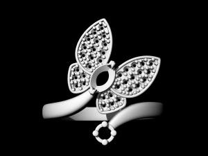 simple butterfly ring with diamond 3D Print Model