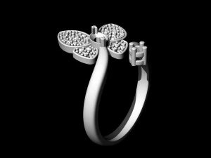simple butterfly ring with diamond 3D Print Model