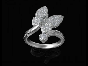 simple butterfly ring with diamond 3D Print Model